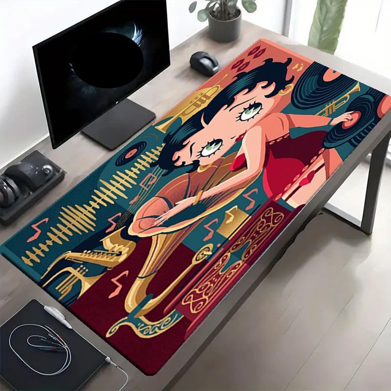 Betty Boop Print Mouse Pad, Anti‑Slip Desktop Keyboard Mat, for PC Laptop Gaming Working Daily Use, Cool Festival Surprise Gift