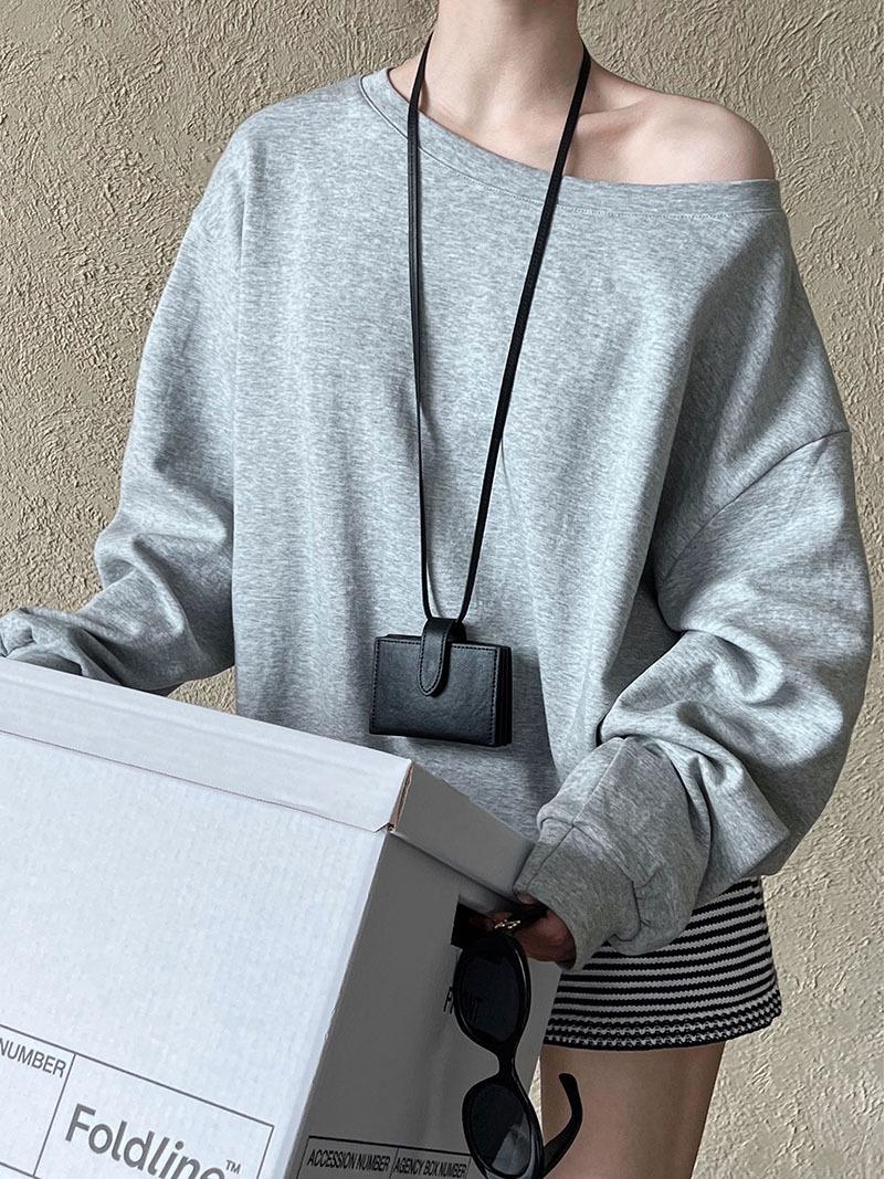 

Женский свободный свитер на одно плечо Luxi - весна 2025 г. Ленивый стиль Medium