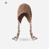 Autumn and Winter Women's Big Head Circumference Bag Hat Shows a Small Face, Thickened Ear Protection Warm Hat, Hand-woven Fringed Knitted Hat