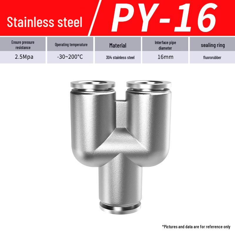 Zhuo Ji Y-Type Stainless Steel Pneumatic Quick Connector - High Pressure, Explosion-Proof, Anti-Corrosion, Anti-Rust.
