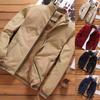 Luxuriously Warm Men Fleece Lined Puffer Jacket With Zip Closure And Ribbed Hem