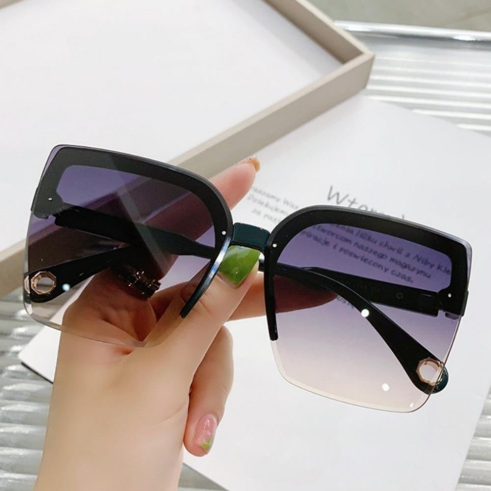 

Ins Fashion Sunglasses Women Luxury Brand Designer Square Frameless Sun Glasses Men Ocean Flm Big Frame Sunglass