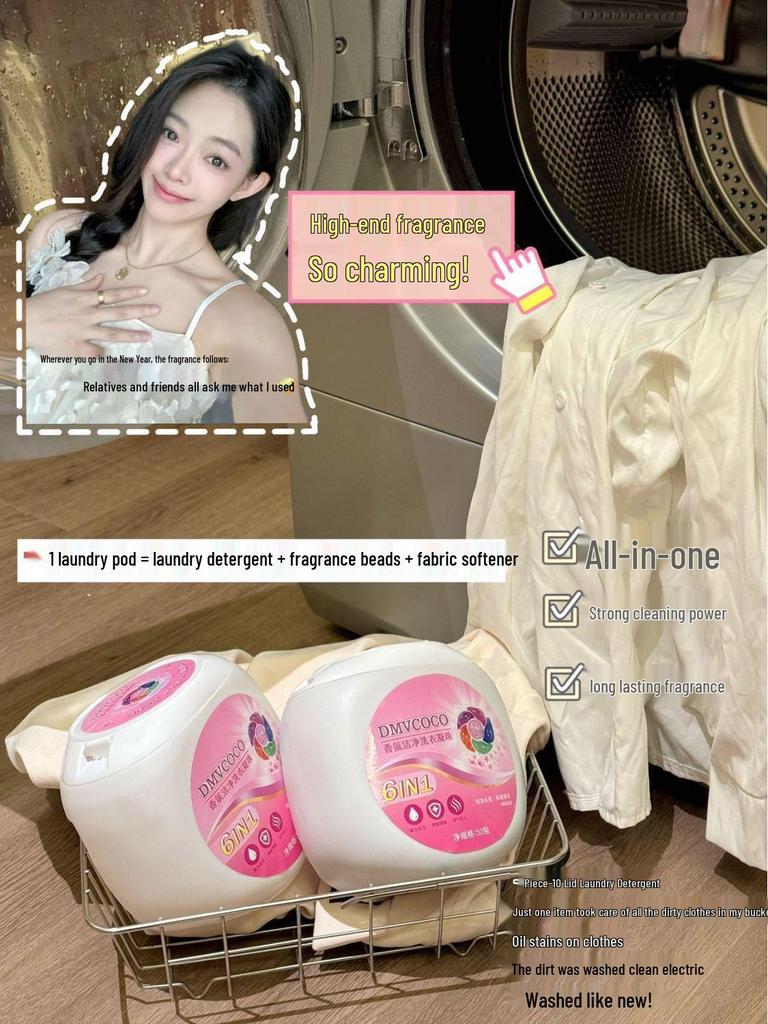 DMVCOCO Peach 6D Laundry Pods: Stain Removal, Long-Lasting Fragrance, Softening, Family Pack