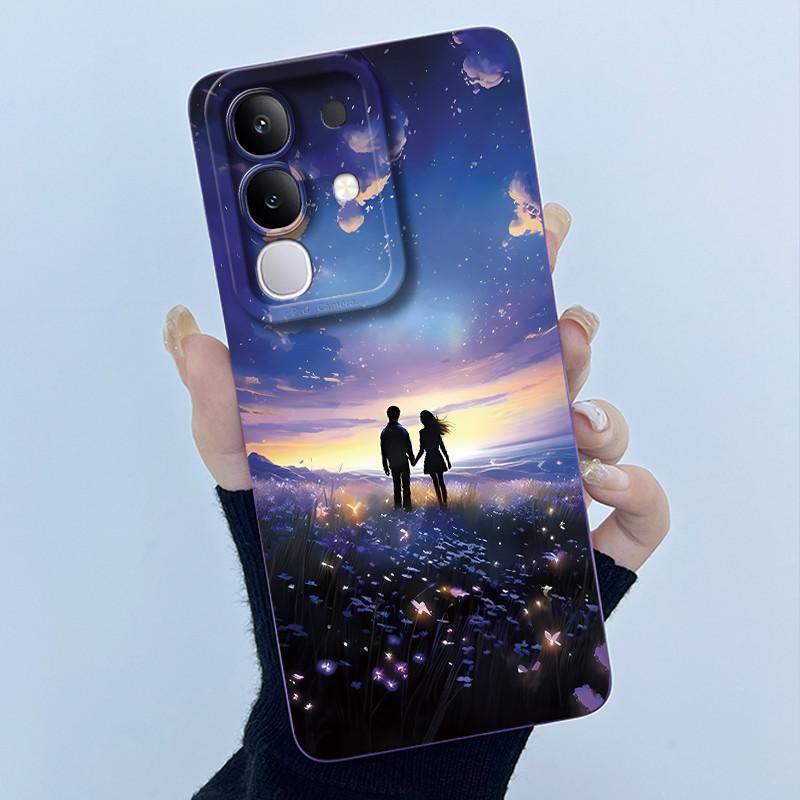 For Vivo Y29 4G Phone Case Fashion Simplicity Oil Painting Flower Soft Liquid Silicone Shell Back Cover For Vivo Y 29 4G Fundas