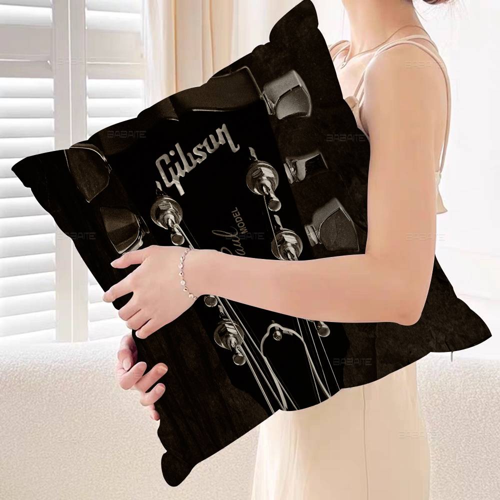 Gibson Guitar Logo Cushion Cover Pillowcase Upholstery Sofa Throw Pillow Home Decor Pillowcas