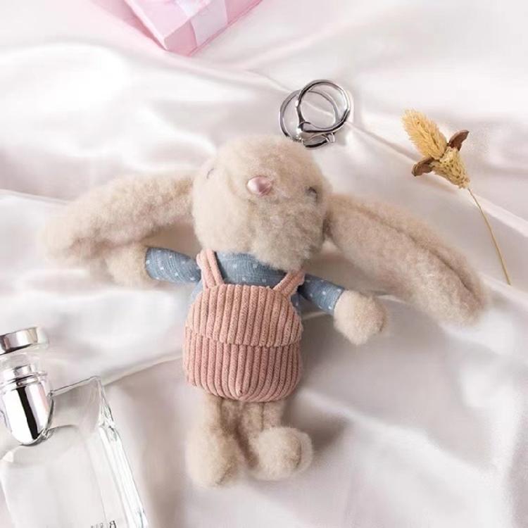 Cartoon Rabbit with Overalls Pendant Plush Dolls Keychain Pendant Fashion