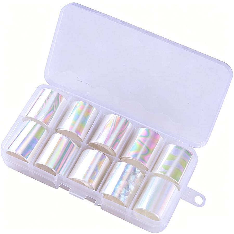 10 Rolls Lace Nail Transfer Foil Paper, Holographic Aurora  Starry Nail Art Stickers, Nail Foils Wraps for DIY Manicure