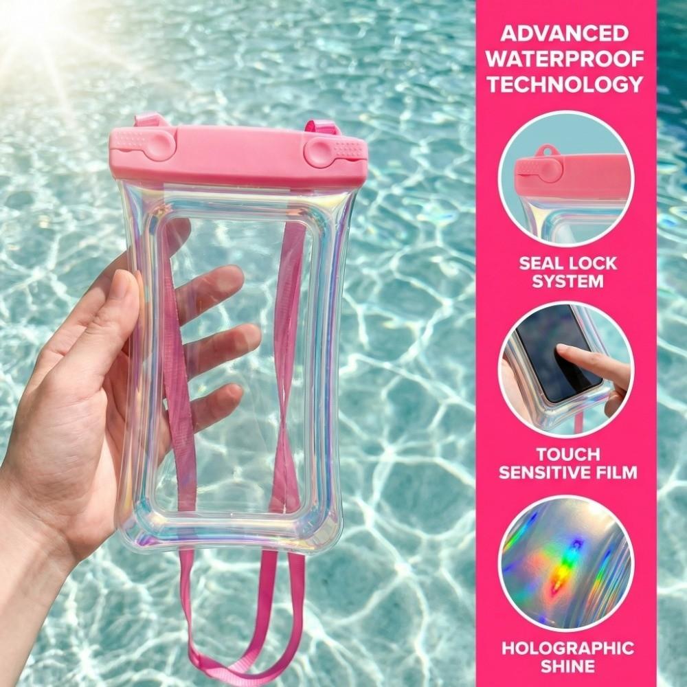 Touchable Screen Floating Airbag Pouch PVC Transparent Waterproof Phone Bag Underwater Organizer with Shoulder Strap
