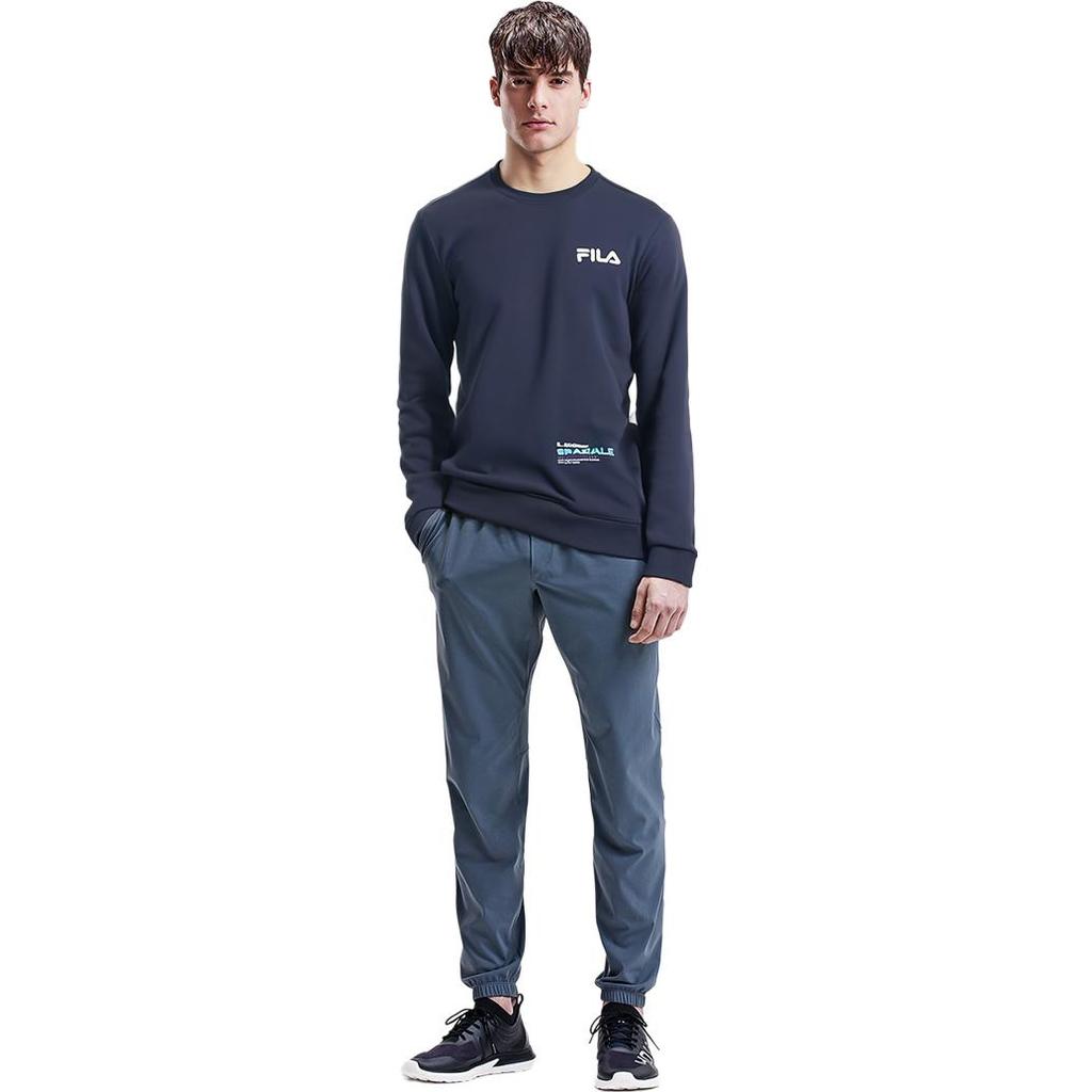 Fila Fashionable Simple Round Neck Long Sleeve Sweater Men Sweater Legendary-Blue F51M349213ANV