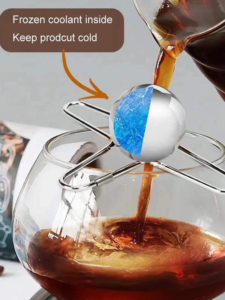 Frozen Ball For Espresso Coffee Reusable Cooling Coffee Tool Stainless Steel Ice Balls Cooling Coffee Flavor Enhancer Gadgets