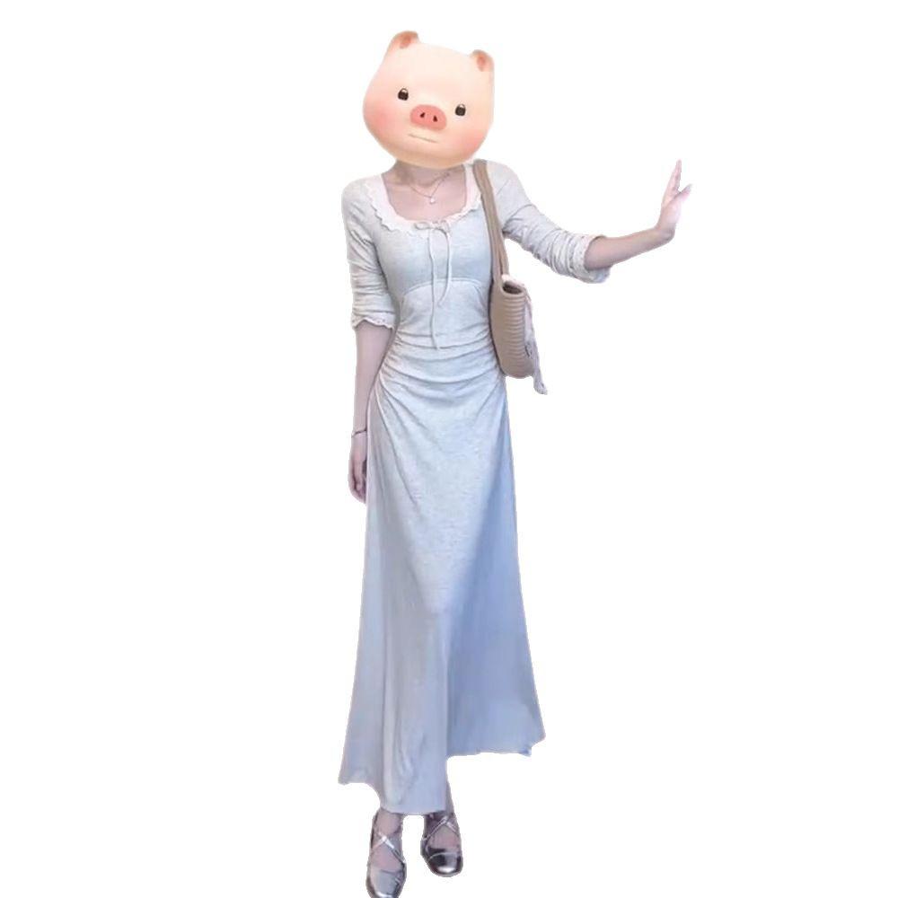 2025 Slim Fit High-Waisted Long-Sleeve French Dress for Women: New Early Autumn Waist-Cinching Design
