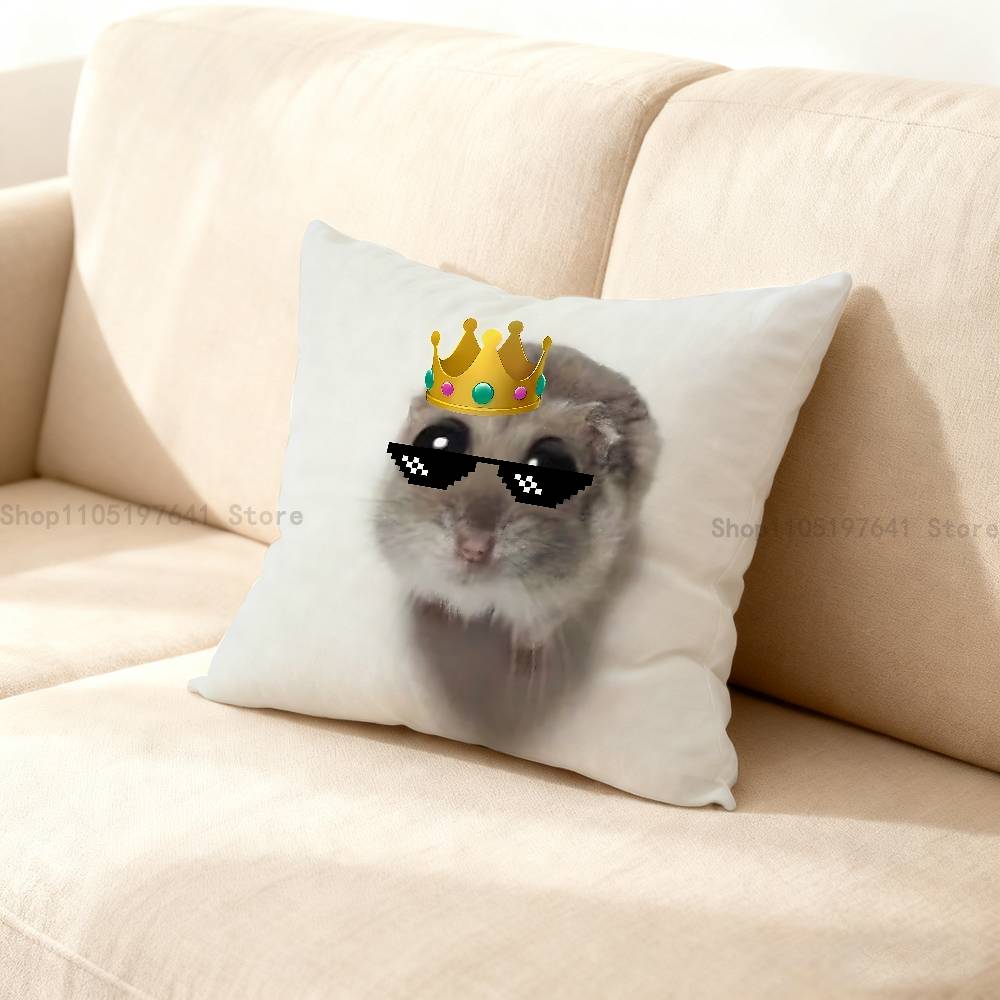 

Hamster Funny Cute Sad Meme Pillow Case Plush Pillow Cases Home Decoration Pillow Cover for Sofa Bed Chair Living Room 12x12Inch