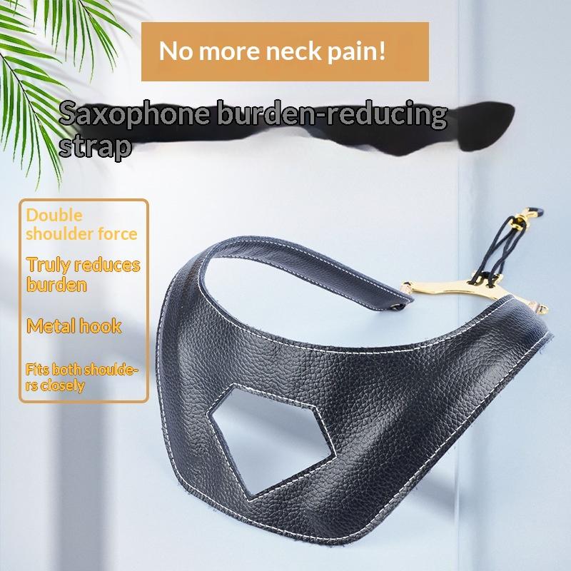 Saxophon-Nackenband Länge Verstellbar PU-Leder Gepolstert Weiche Nackenschlinge Saxophon-Schultergurt für Saxophonzubehör
