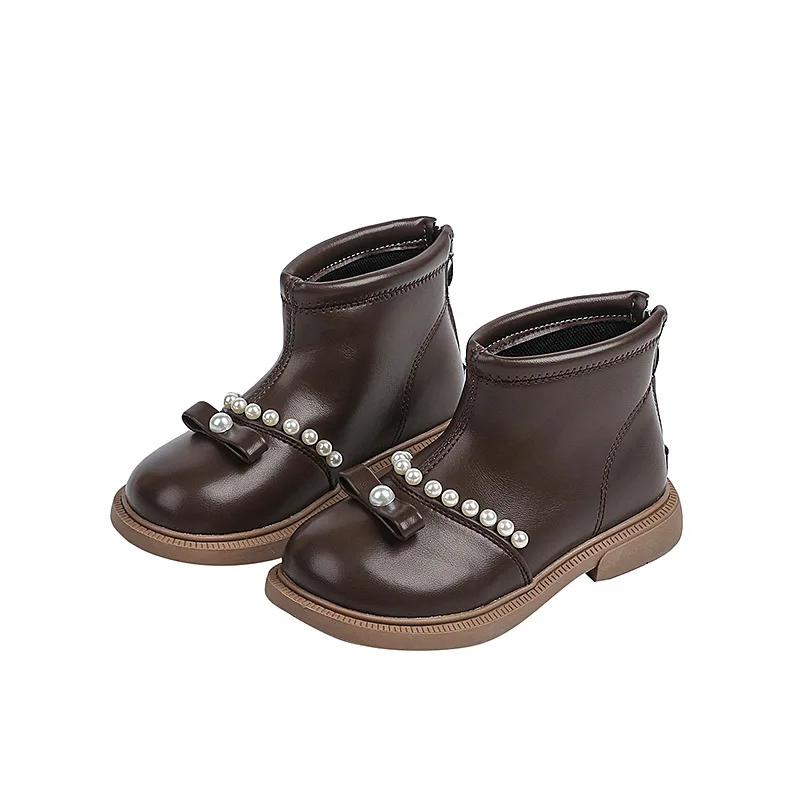 Frühlings-Herbst Kinderstiefel für Mädchen 2024 Neue Kinder Causal Mode Stiefel Einfarbig Süß Chic Prinzessin Kurze Stiefeletten