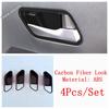 Car Inner Door Handle Bowl Frame Decoration Cover Trim For Nissan Kicks 2025 2026 ABS Black / Carbon Fiber Accessories Interior