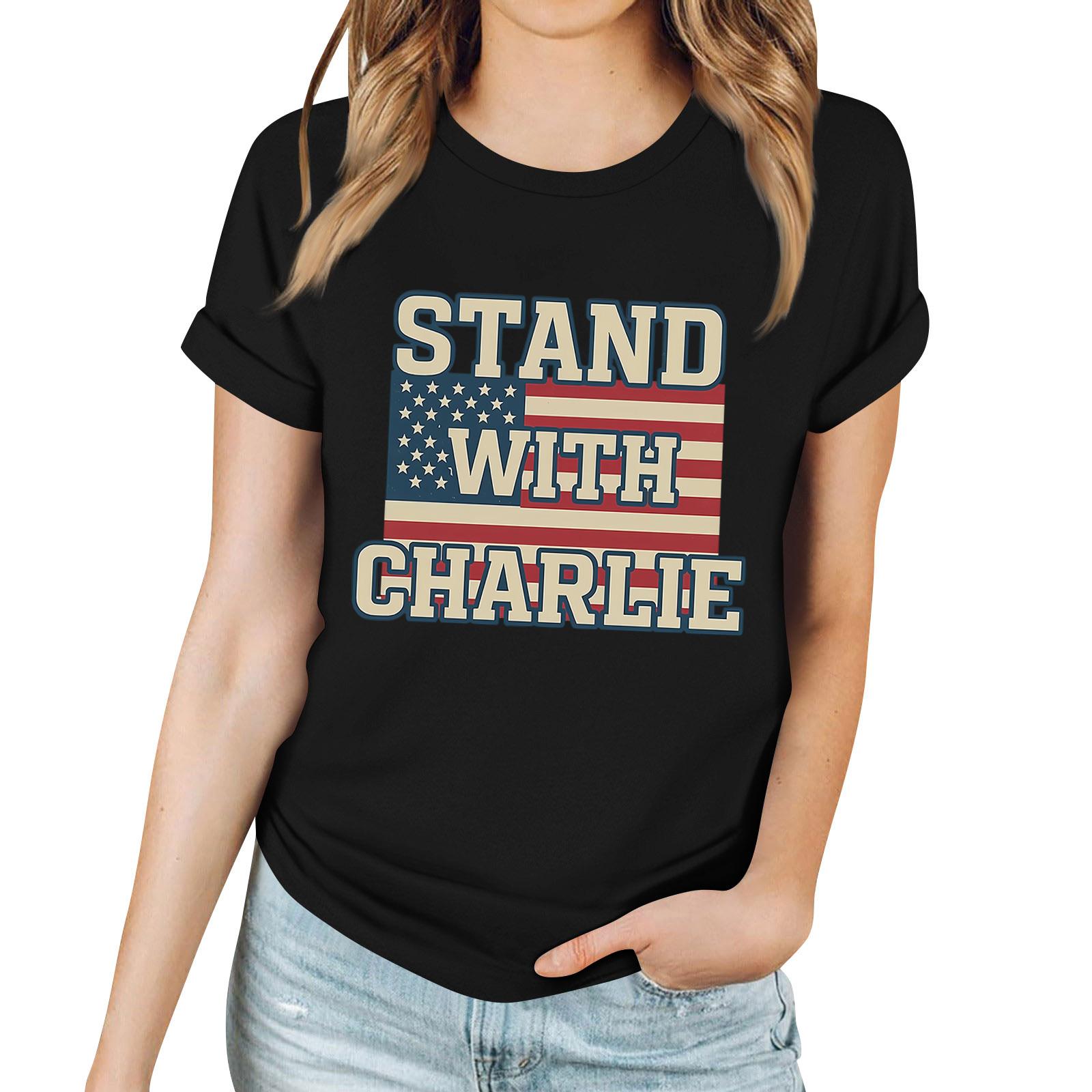 

Женская повседневная футболка с принтом, пуловер с круглым вырезом, топ с короткими рукавами M чёрный