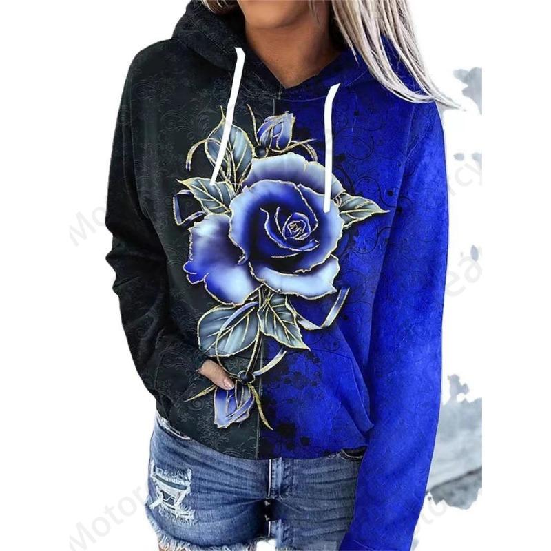 Rose Floral 3d Print Hoodie Women Fashion Oversized Hoodies Women Sweats Flower Coat Sweatshirt With Pocket Pullovers Sudaderas