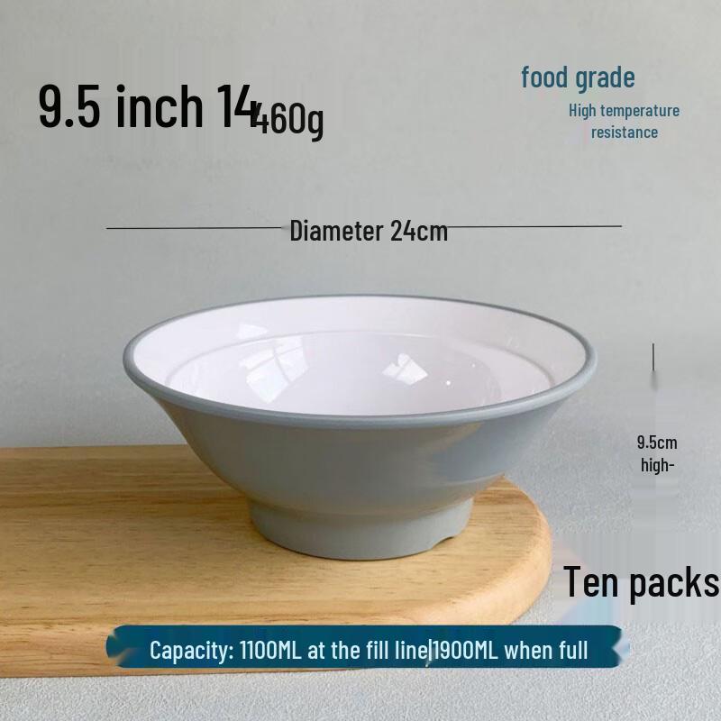 Zhongji 9.5-inch A5 Melamine Anti-Scald Ramen Bowl 9.5 inch