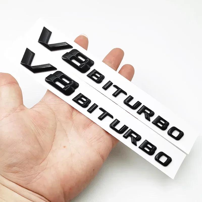 XHXII1 For Mercedes Benz 3D Black C63S Logo Letters V8 BITURBO Badge Car Rear Star Sticker Trunk AMG Emblem For Mercedes Benz AMG W205