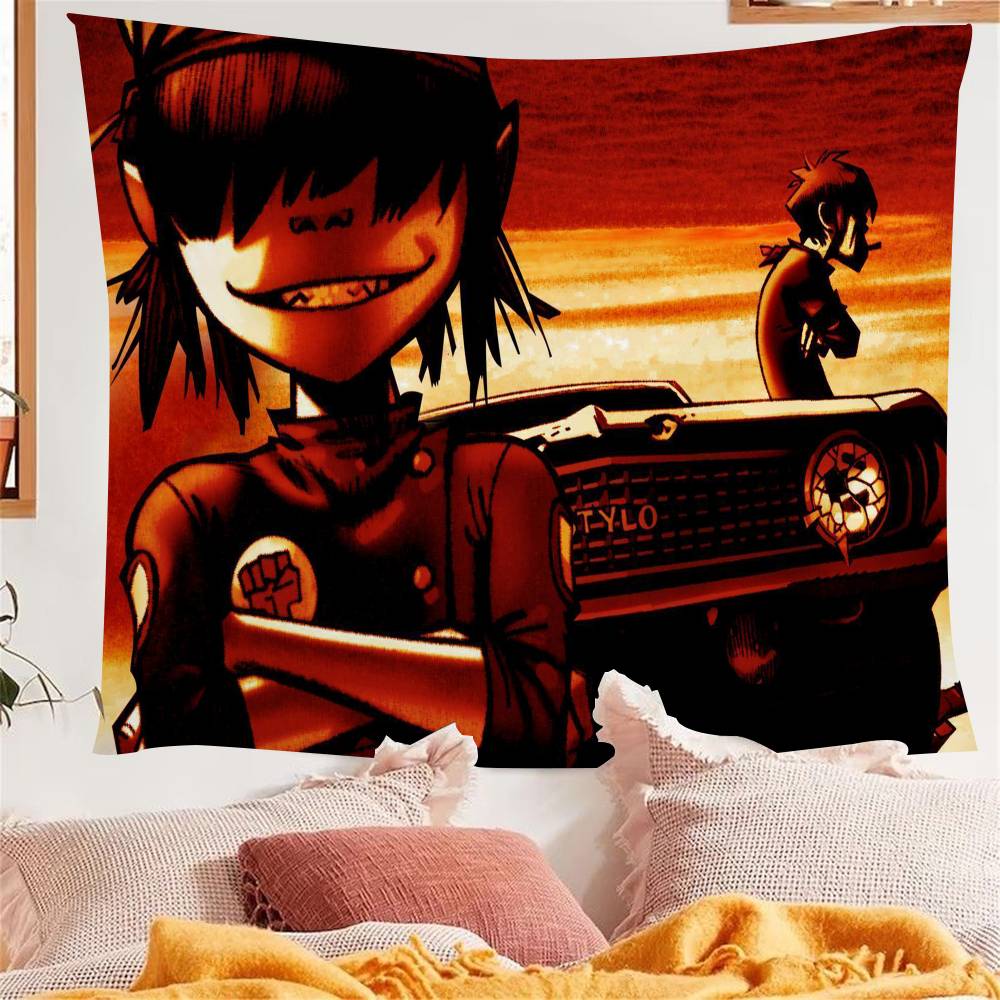 

Virtual Rock Band Gorillaz Music Anime Tapestry Hanging Tarot Hippie Wall Rugs Dorm Home Decor 74x94cm(29x37in)