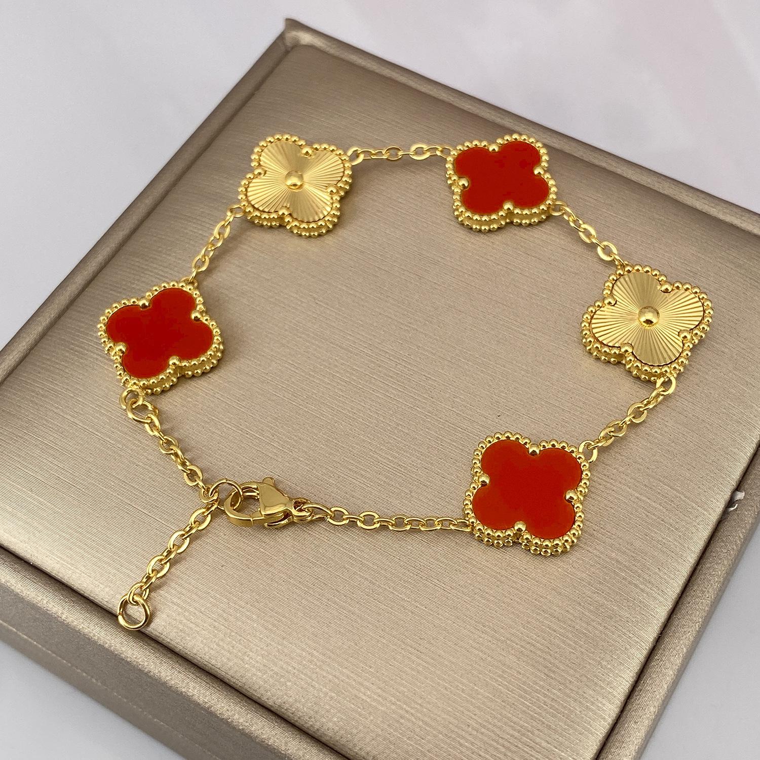 

Браслет 15 мм Пять цветов Лазерный браслет 18К Браслет Четырехлистный клевер Женский браслет