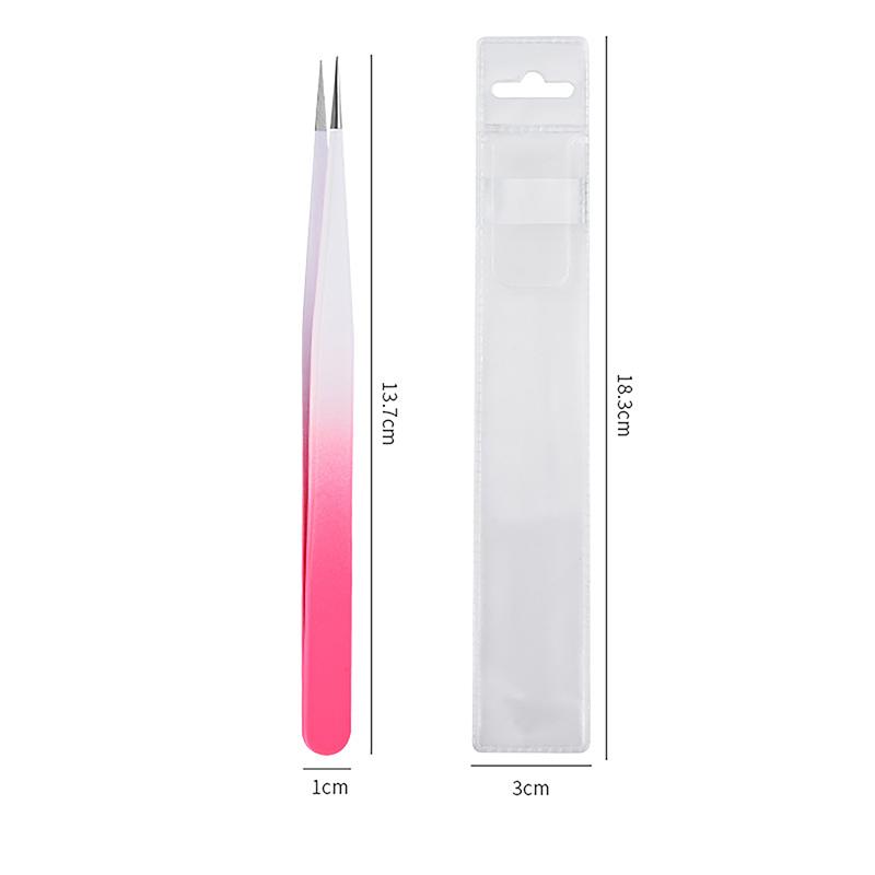 Eyelash Tweezers Extension Gradient Rose Red Stainless Steel Superhard Tweezers With Fiber Tips High Precision Ant-Static Tweez