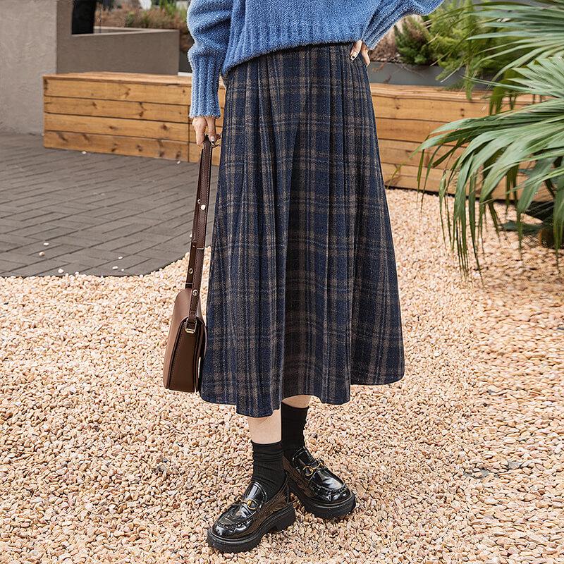 Женская винтажная клетчатая юбка-миди А-силуэта Sibaishe XL