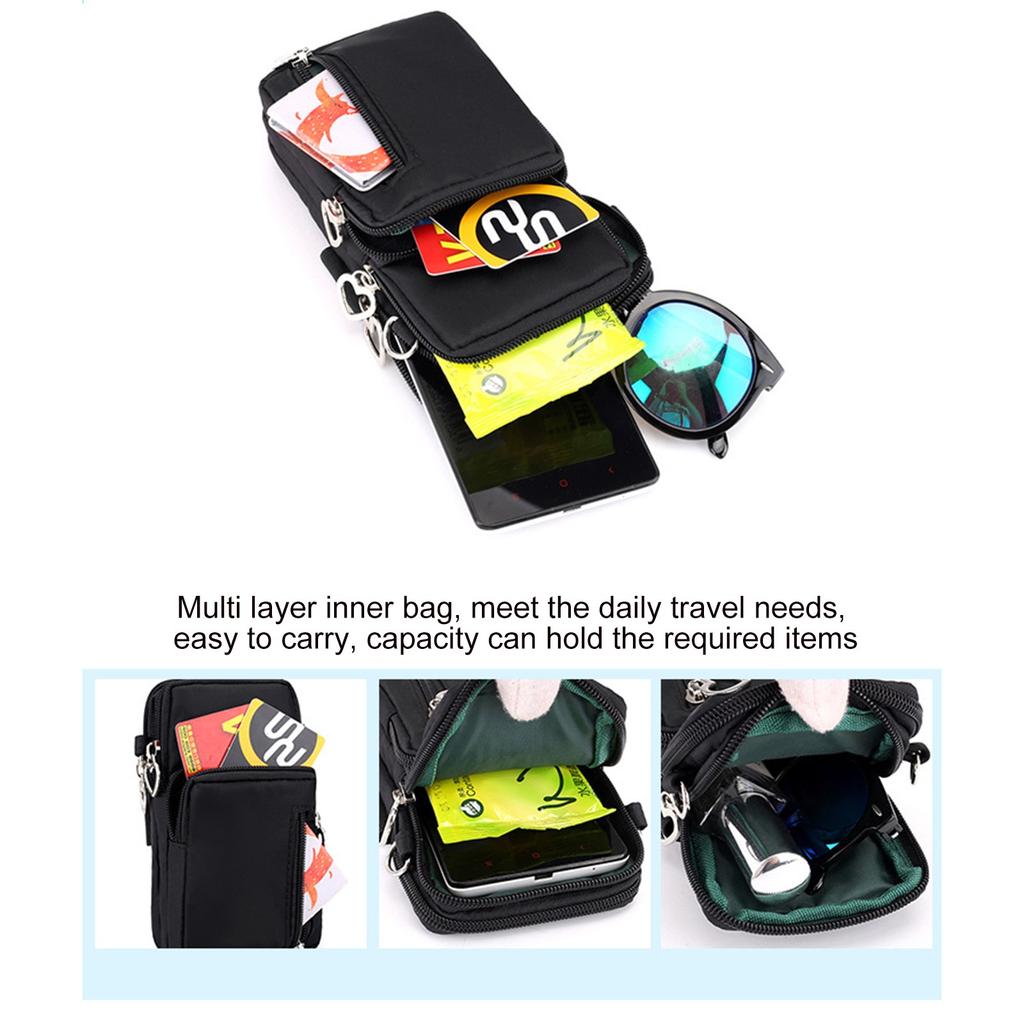 Women Nylon Cell Phone Purse Travel Crossbody Bag Wristband Sport Armband