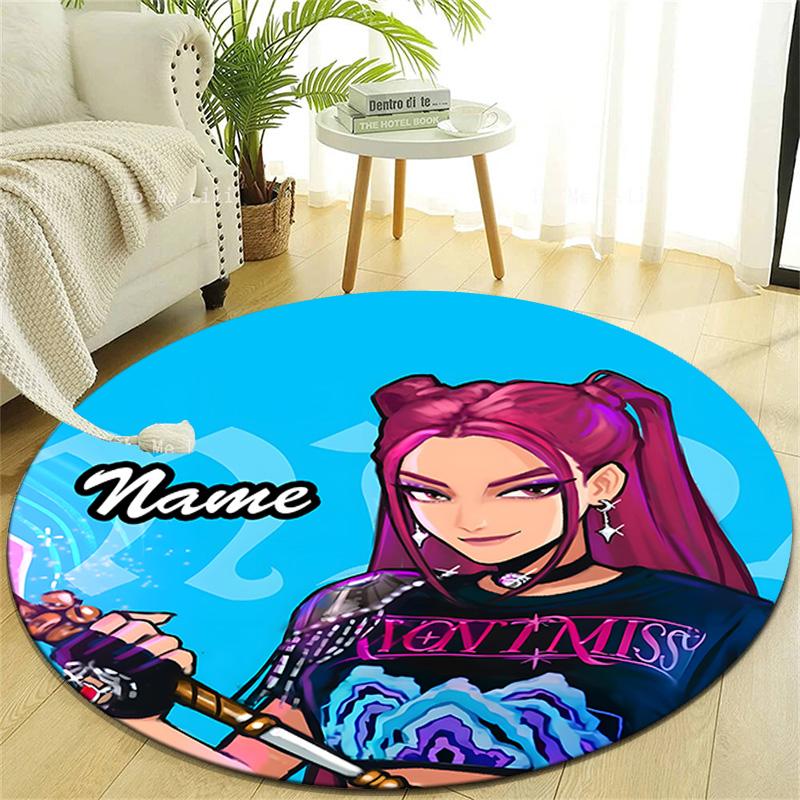 Personalized K-KPop Demon Hunters Round Chair Office Rug - Perfect for Mat, Office Chair & More - Ideal Gift for Birthdays and Holidays