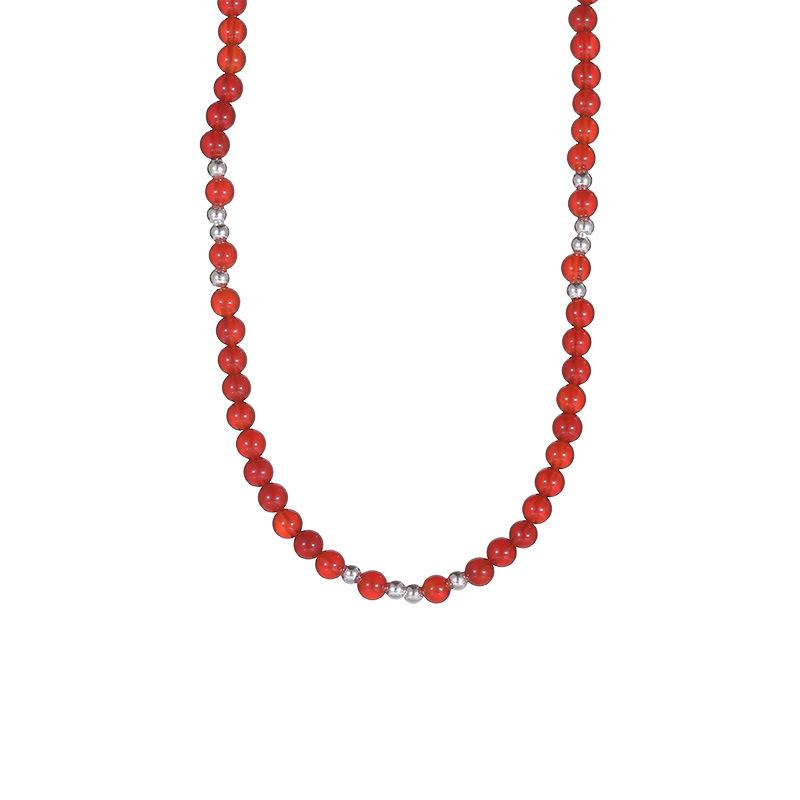 Collana da Donna in Argento Sterling 925 con Turchese, Onice Rosso e Nero, Collana a Catena per Maglione, Gioiello per Matrimonio, Festa, Regalo