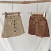 Kids Girls Cute Cotton Skirts Beige Coffee Pocket Skirts Arrival Spring Autumn Winter Clothing Teenage Girls A-line Package Hip Skirt