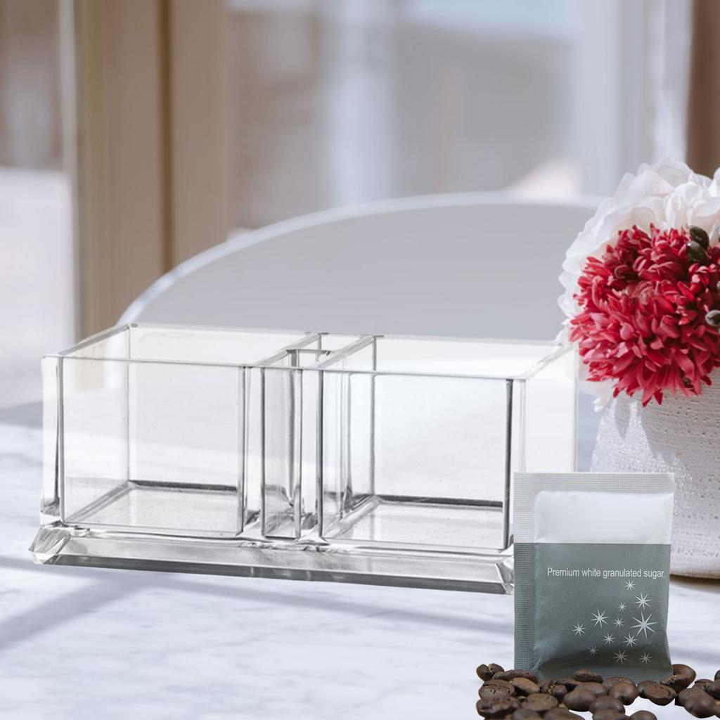 Acrylic Sugar Packet Holder Tissue Tea Bag Bowl for Coffee Bar Business Cards Holder Organizer Kitchen Accessories