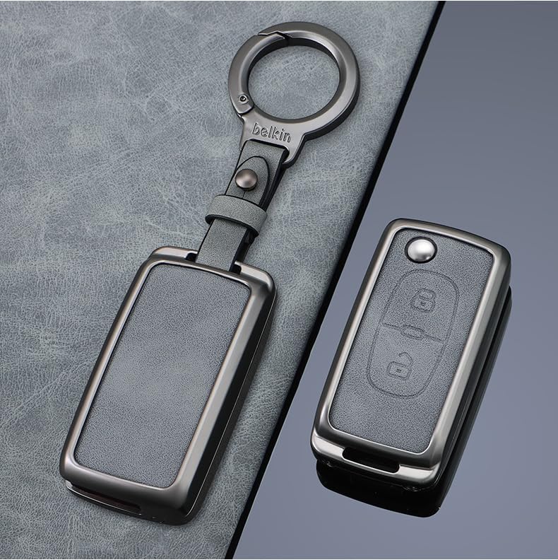 KUNIO Peugeot Dedicated Key Case Key Cover Key Holder PU Leather Alloy Heavy Weight