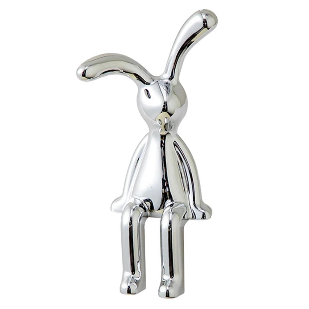 Rabbit Animal Decor Modern Style Cartoon Bunny Sculptures Silver Nordic Rabbit Statue Living Room Decoration