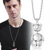 Retro Little Bear Titanium Resin Sweater Chain Necklace for Trendy Men's European-American Fashion