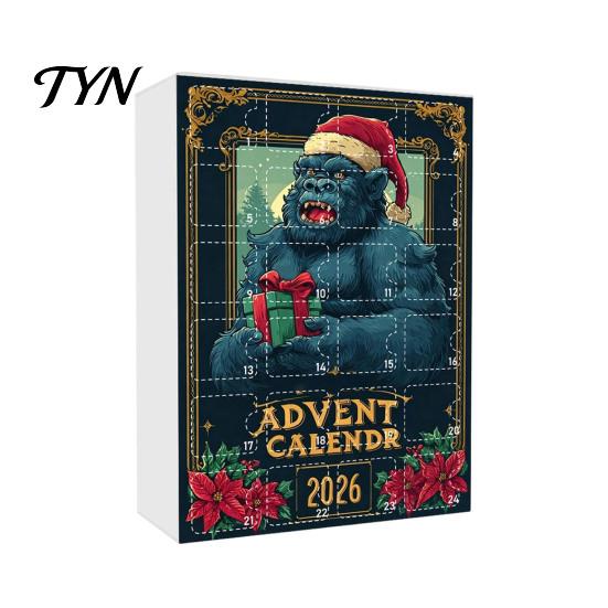 Sběratelské vánoční ozdoby Adventní kalendář, Série opic 24denní odpočítávací krabička s akrylovými přívěsky, Sváteční závěsy na stromek pro sváteční domov