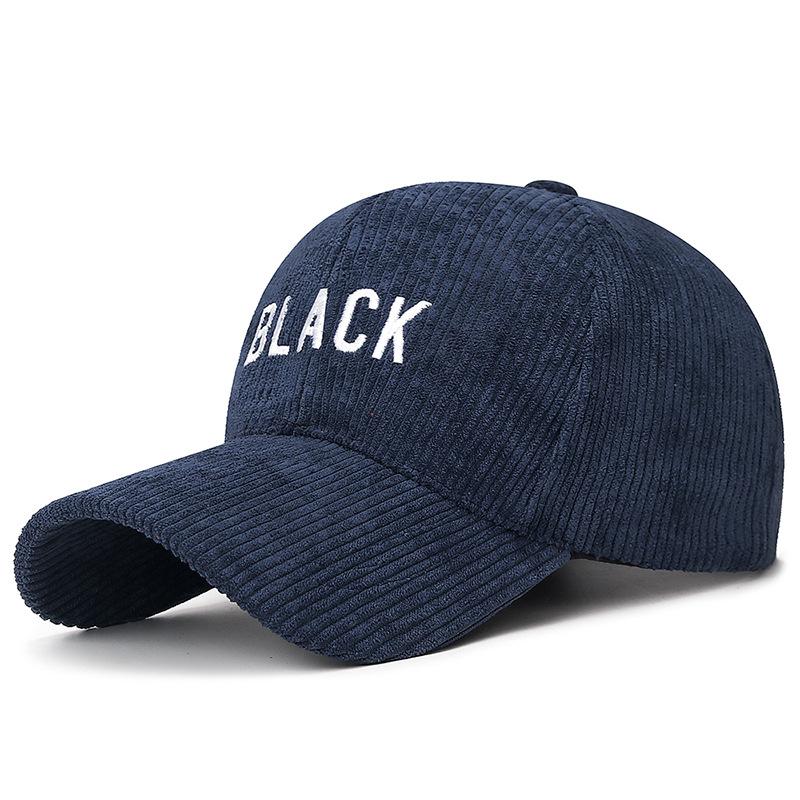 Autumn Winter Striped Corduroy Cap Men Women Letter Embroidery Baseball Cap