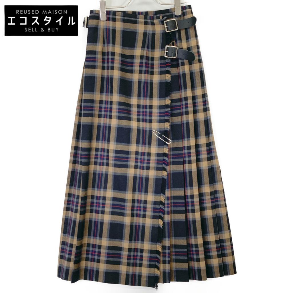 O’Neil of Dublin IR-015 Brown X Black Check Wool Wrap Skirt Skirt US8 Brown / BlackUsed
