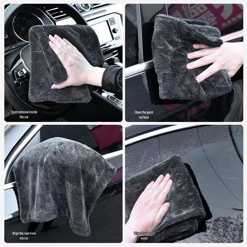 Double-Sided Thick Microfiber Car Cleaning Towel - High Absorbency for Car Wash and Drying