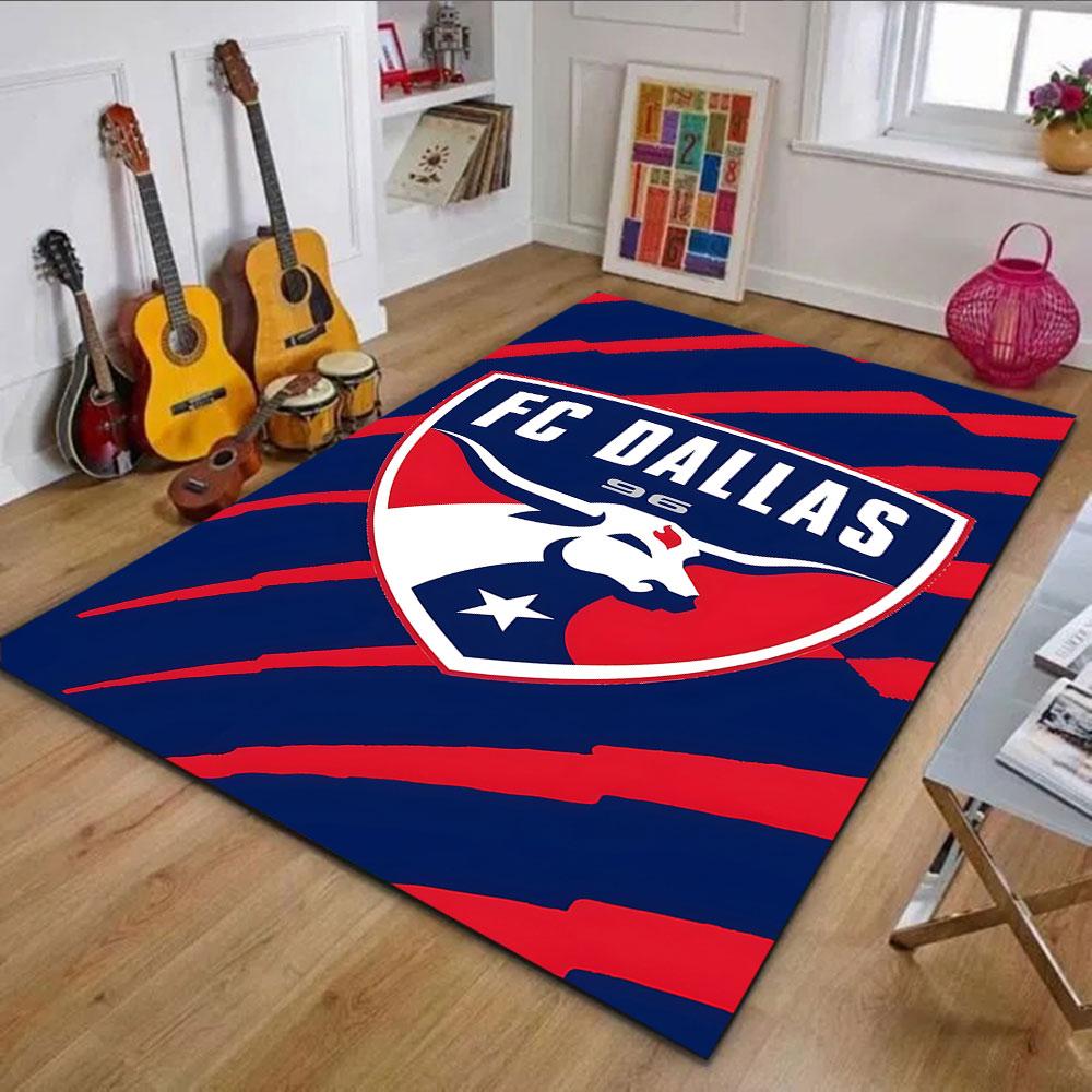 FC Dallas Team Logo Rug Design Patterned Carpet, Non Slip Mat Suitable for Living Room and Bedroom Sofas