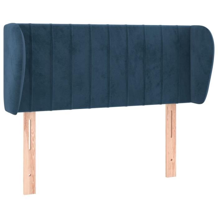 VidaXL Tête de lit avec oreilles Bleu foncé 103x23x78-88 cm Velours3117428