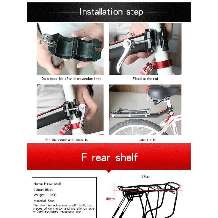 Rear Bike Rack Aluminum Alloy Adjustable Cargo Carrier for 26-29 Inch Mountain Road Bike Cycling Luggage Carrier with Reflector