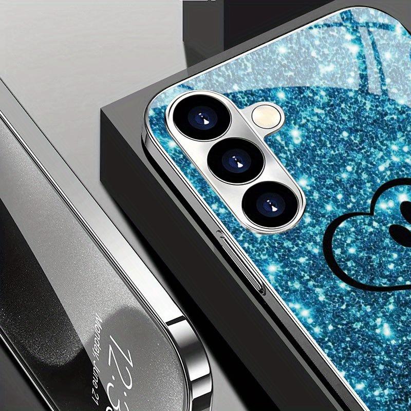 Gold-plated Tempered Phone Case, Compatible Galaxy S26 S25 S24 S23 S22 Ultra Plus. Features a Blue Heart Ocean Pattern Design