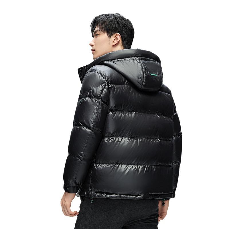 Daunenjacke für Herren mit Kapuze, neue lässige, verdickte, modische, glänzende Daunenjacke für Herren, 90er-Jahre-Entendaunenjacke, Jacke für Herren