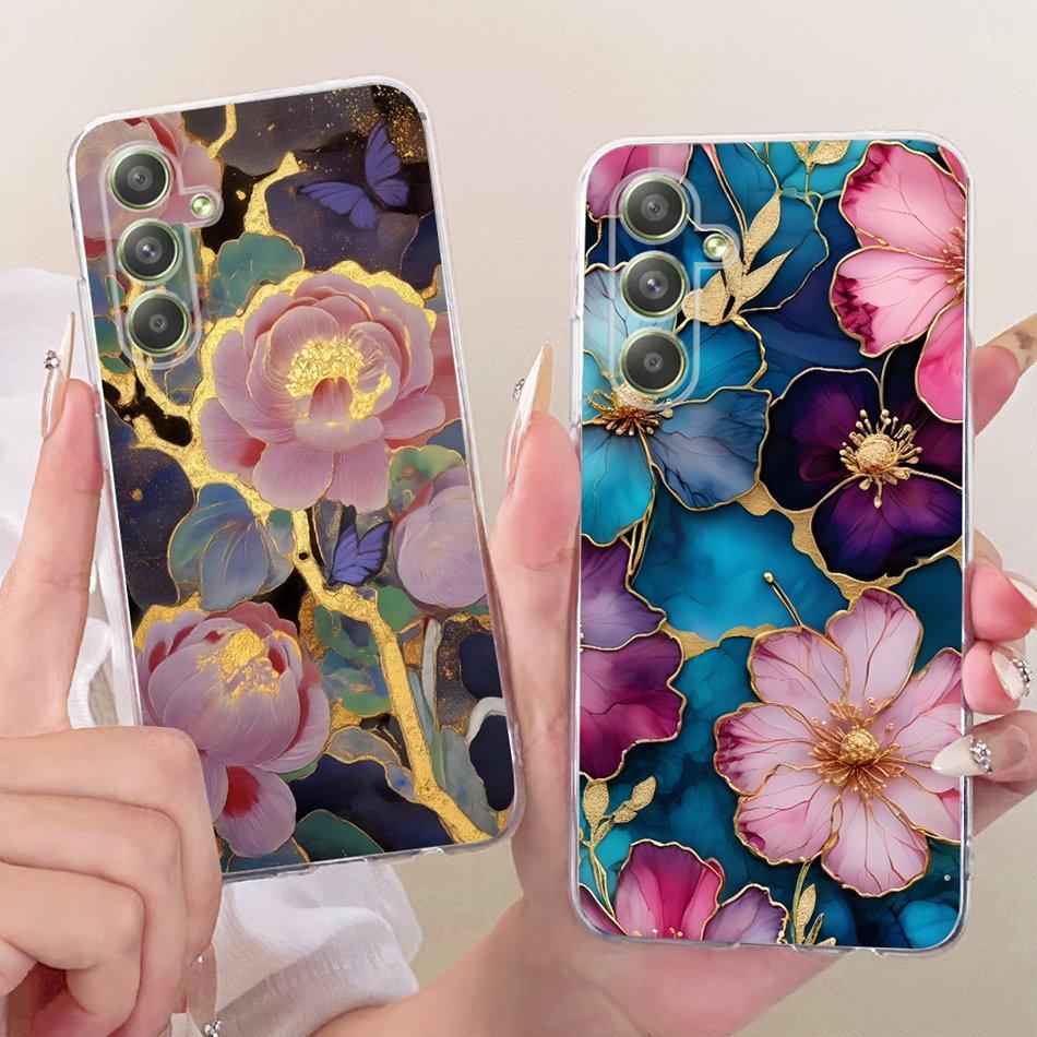 For Samsung Galaxy A54 Cute Flower Butterfly Cat Painted Case For Samsung A54 5G SM-A546B Soft Silicone TPU Phone Cases