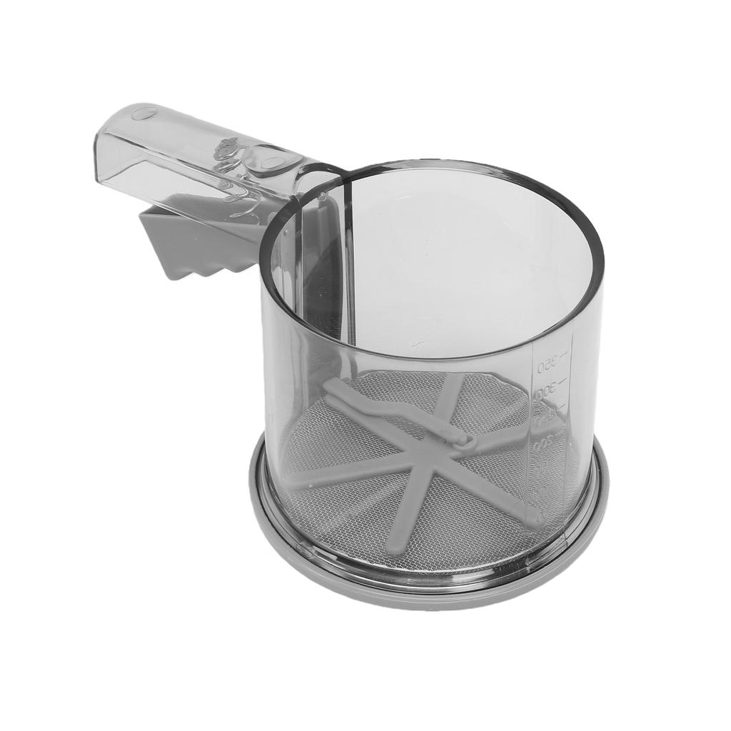 Stainless Steel Flour Sifter, Handheld Transparent Sifter Cup for Fine Flour Filtering, Scale Design, Press Type Baking