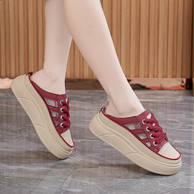 Summer New INS Breathable Hollow Bag Head Half Slippers Casual Shoes Platform Sandals