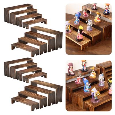 8Pcs Stackable Cupcake Stand Ladder-Style Large Wooden Display Rack Wear Resist Doll Ornaments Display Holder for Home Office