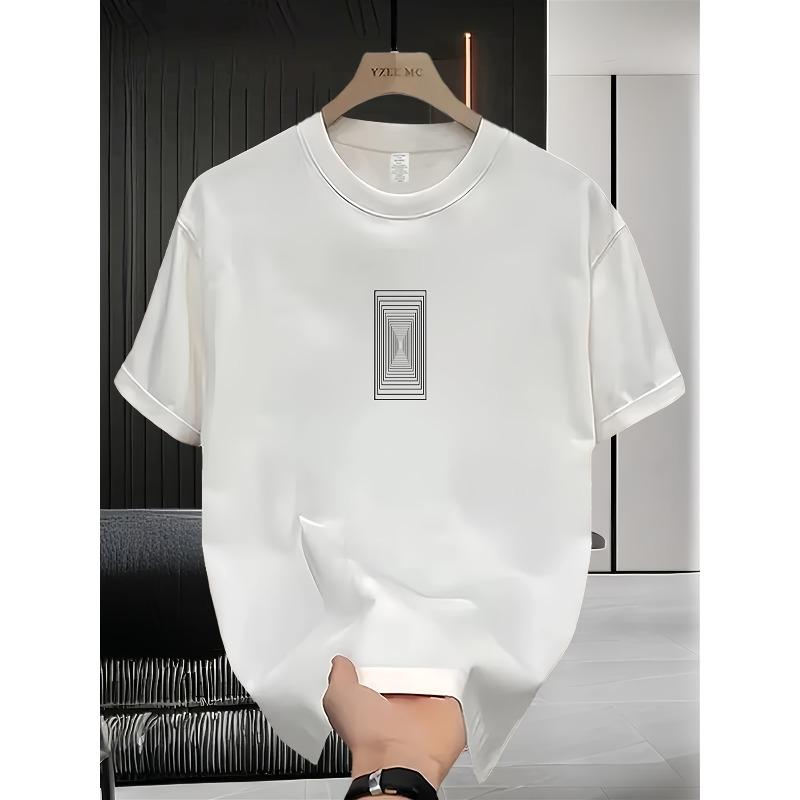 European size Men's T-Shirt -Streetwear Style Short Sleeve Round Neck Summer Casual Tee with Hot Transfer Print Logo