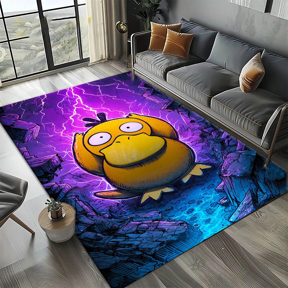 3D Cool P-Psyduck-S Cartoon Anime Carpet Rug Art for Room Decor Sofa Christmas Halloween Gifts Game Area Rug Non-slip Floor Mat